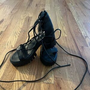 Public Desire Black Lace-Up Heels